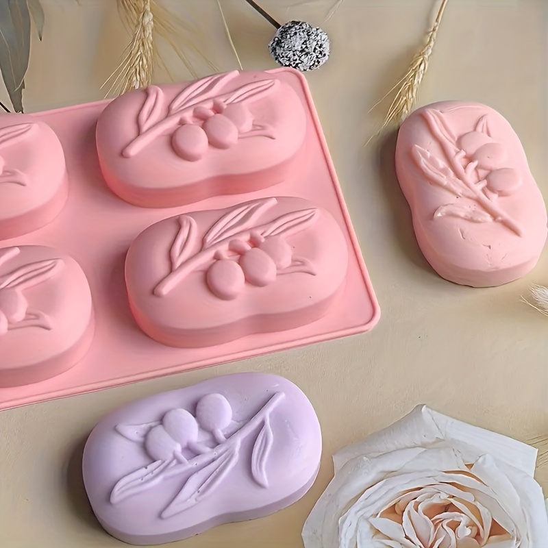 Soap Making Book For Beginners - 4-Cavity Oval Zeytin Ağacı Silikon Sabun