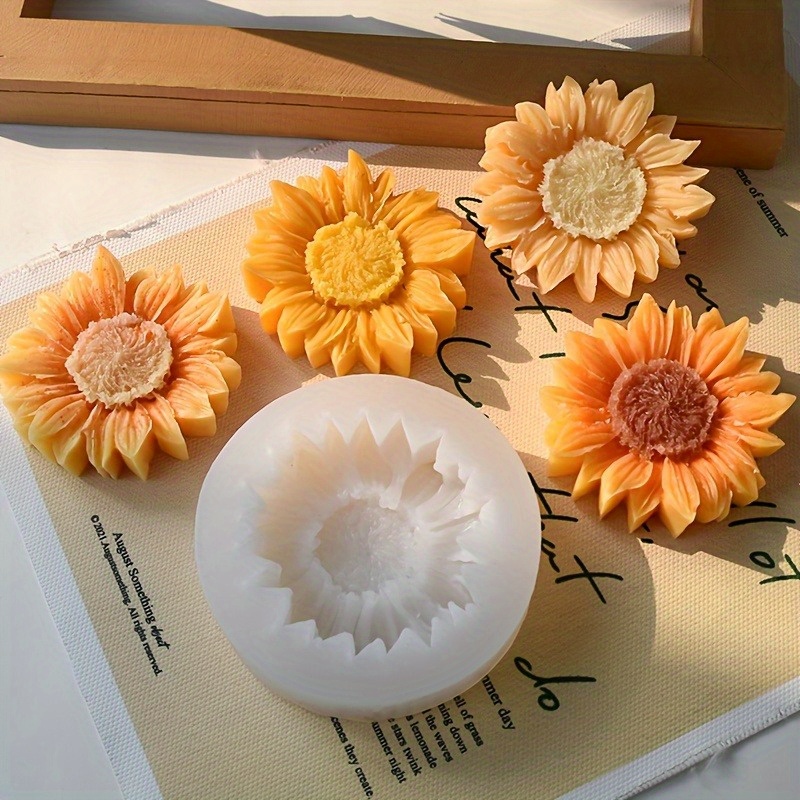 Soap Making Name - Canlı Renkli 3D Ayçiçeği Silikon Kalıp