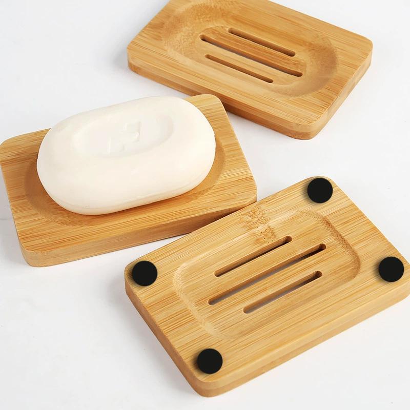 Soap Dish Draining - Doğal Bambu Sabunluk 1 Adet Kendiliğinden
