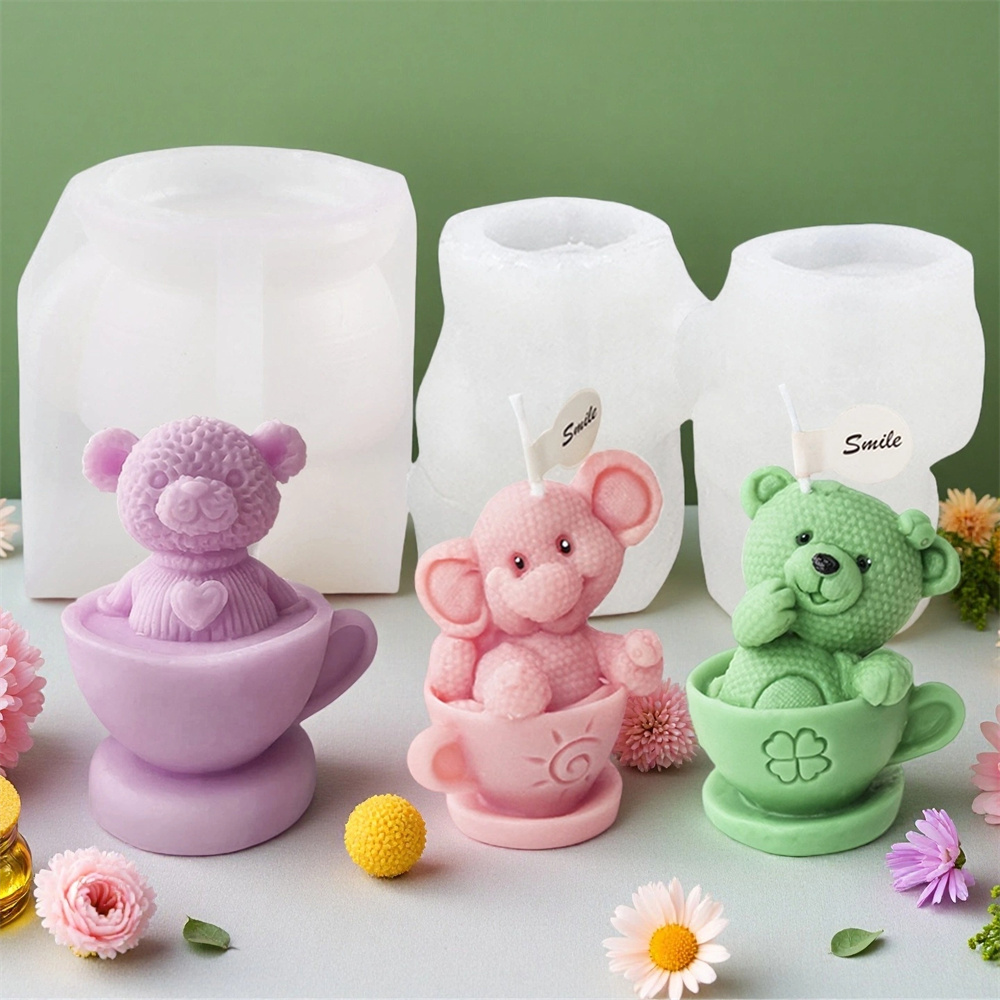 Soap Making Jug - Bardak İçinde Oyuncak Ayı Silikon Kalıp